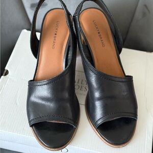 Lucky Brand Black Leather Slingback Sandals